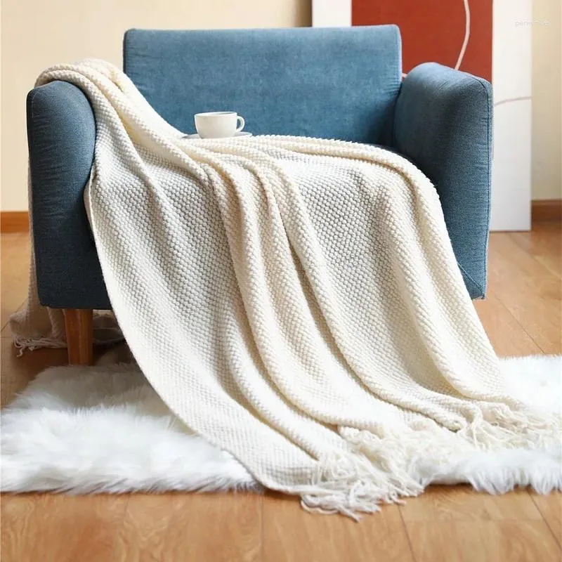 Blankets Textured Throw Blanket Solid Weighted Office Women Nap Wraps Soft Sofa Couch Cover Decorative Knitting And Throws