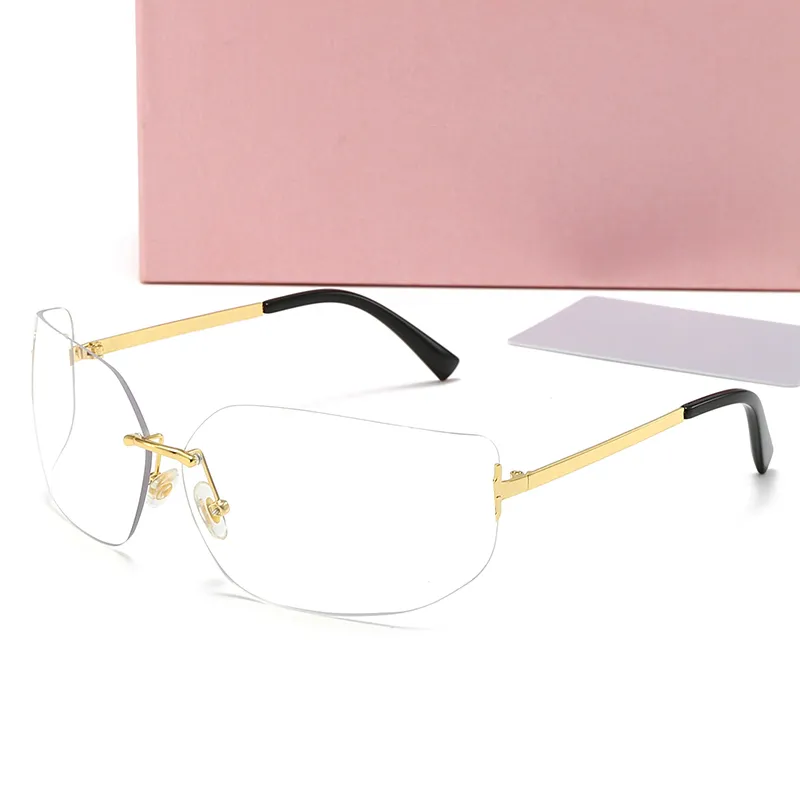 Designer Fashion Solglasögon 2024 Mens Solglasögon Glasögon Designer Kvinna Speglar Metal Leg Frameless Glasses Trend New Style With Color Change Progressive Film