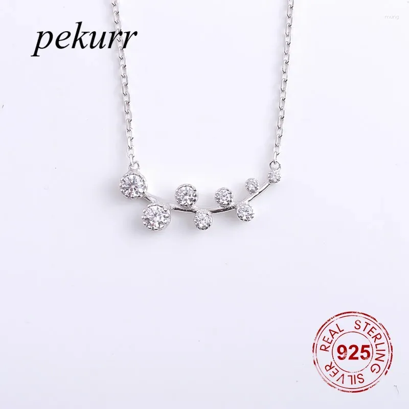 Anhänger Pekurr 925 Sterling Silber Runde Edelsteine Zweig Halsketten Für Frauen Zirkon Perlen Colliers Mode Schmuck Geschenke