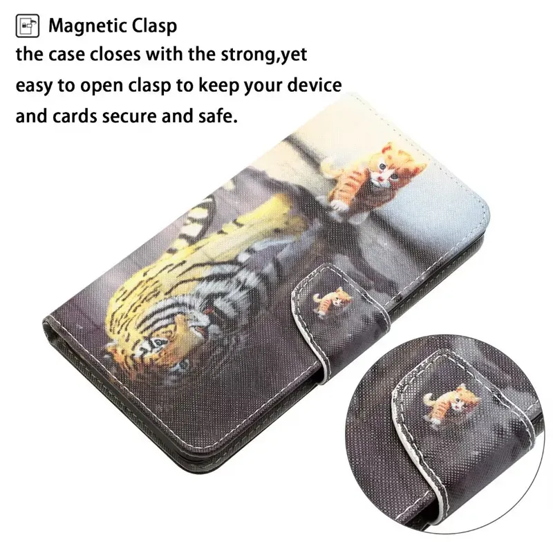 Leather Wallet Cases for Samsung S23 PLUS S22 Ultra S21 A14 A33 A53 A73 A13 5G A23E A04S Flower Butterfly Print Cat Tiger Bow Cartoon Card Slot Holder Flip Pouches Cover