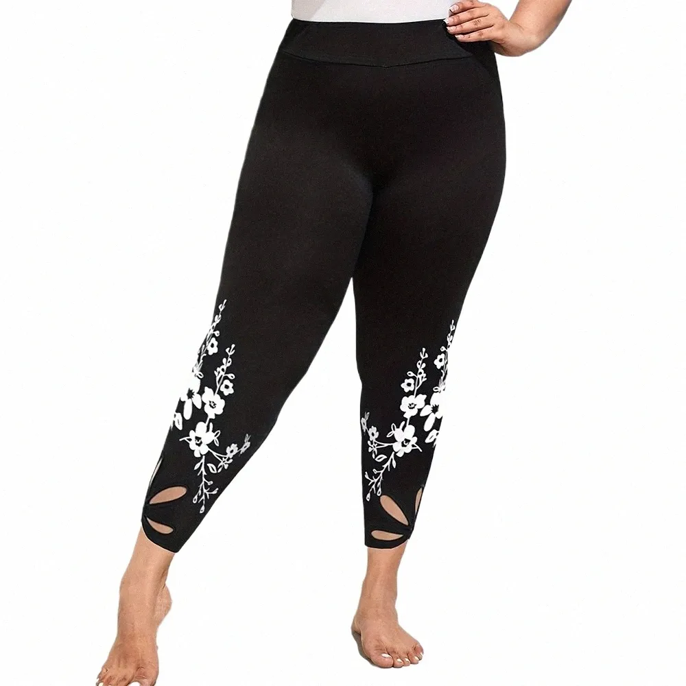 Plus Size Damen Yoga-Leggings, ausgeschnitten, Bauch, Hüfte, hohe Taille, Fitness-Studio, Übung, Leggings, Sportkleidung, hoch 54Z9 #