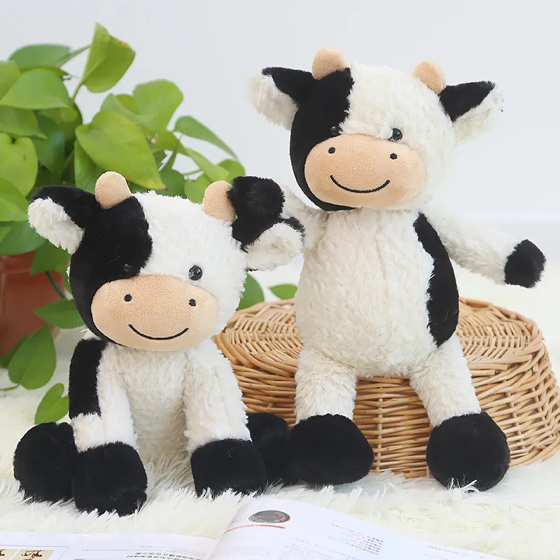 Boneca de vaca brinquedos de pelúcia atacado animal conforto boneca presentes menina preto e branco pele de boneca de vaca
