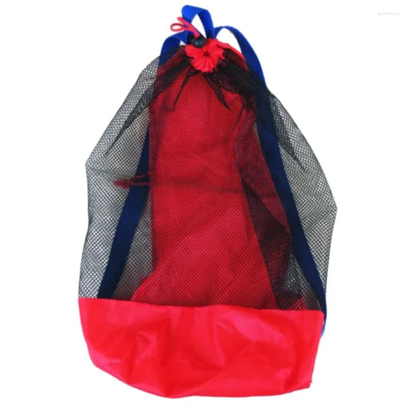 DrawString ryggsäck Klädhanddukar Portable Sports Water Fun Stora kapacitet Barn Sand Toy Storage Kids Outdoor Mesh Bag Net Net Net