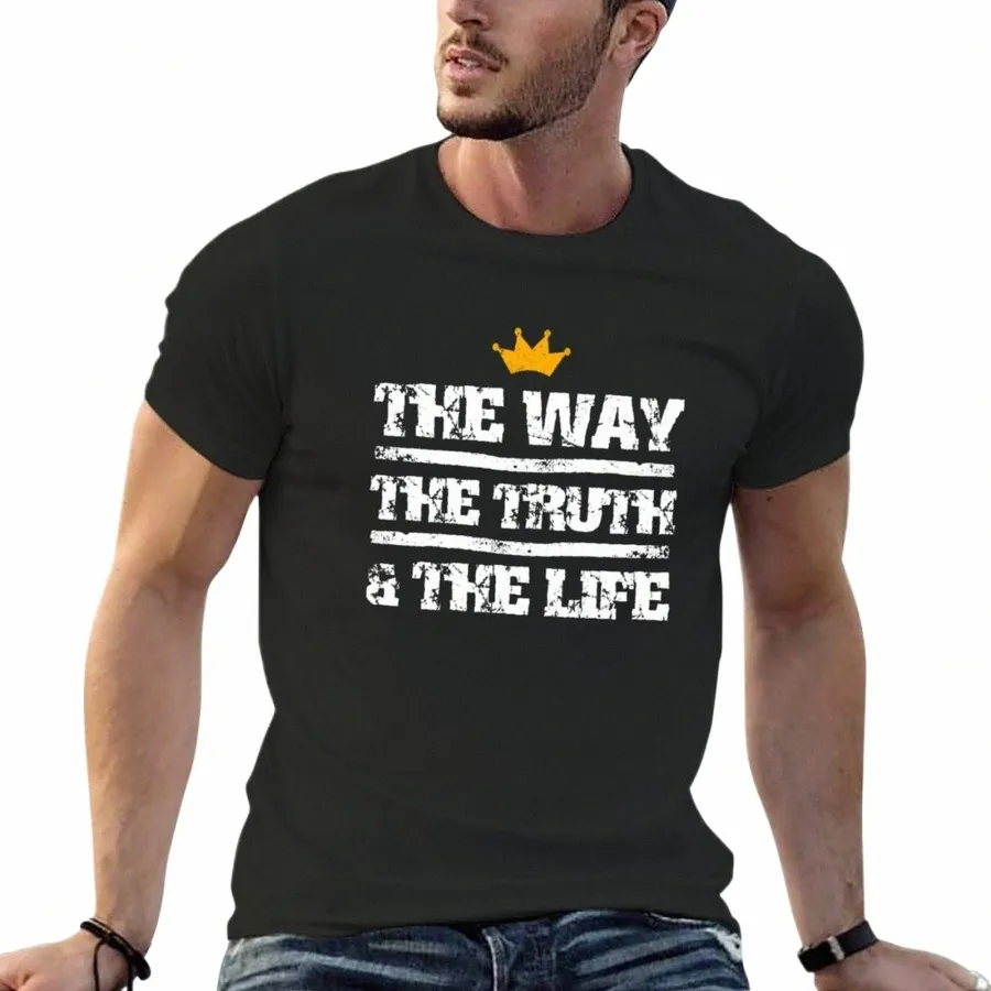 Футболка The Way, The Truth And The Life эстетичная одежда, простые черные быстросохнущие футболки для мужчин, хлопок p38q #