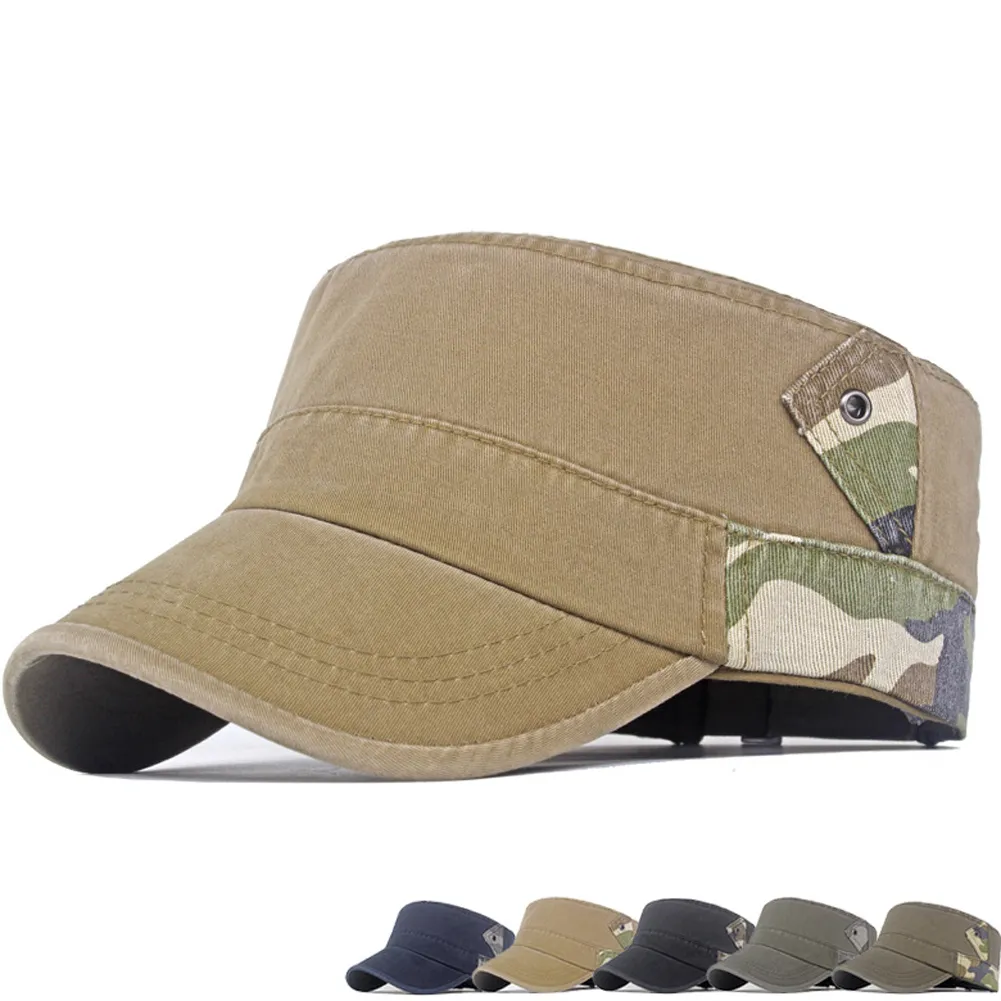 Boné unissex cadete do exército, boné ajustável de algodão lavado, chapéu militar de algodão lavado, boné de beisebol com design exclusivo, boné vintage de topo plano