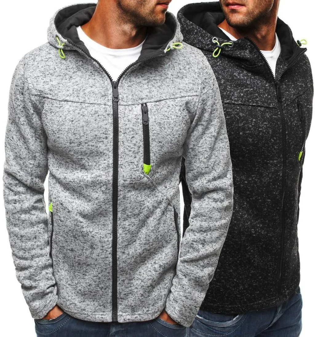 Sweatshirt Men039s Casual Zipper Pure Color Hoodies Slim Thickened Fleece Hoodies Fleece Long Sleeve2023376