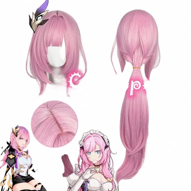 Coshope Elysia Cosplay Wig 80cm LG Maid Pink Wig CosplayアニメコスプレWIG耐熱性合成T5I5＃