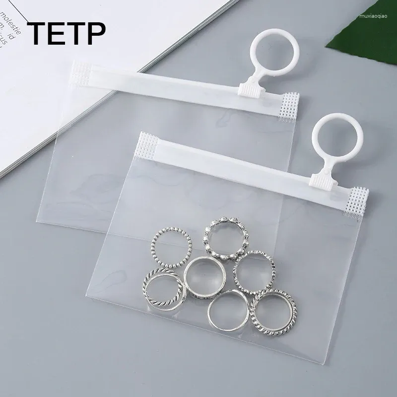 Opbergzakken TETP 50 stuks transparante mini-ritszak met trekring thuis oorbellen ketting verpakking display voor kleine bueiness