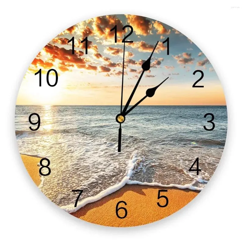 Relógios de parede abstrato pôr do sol praia verão mar relógio design moderno breve sala estar decoração cozinha arte relógio decoração casa
