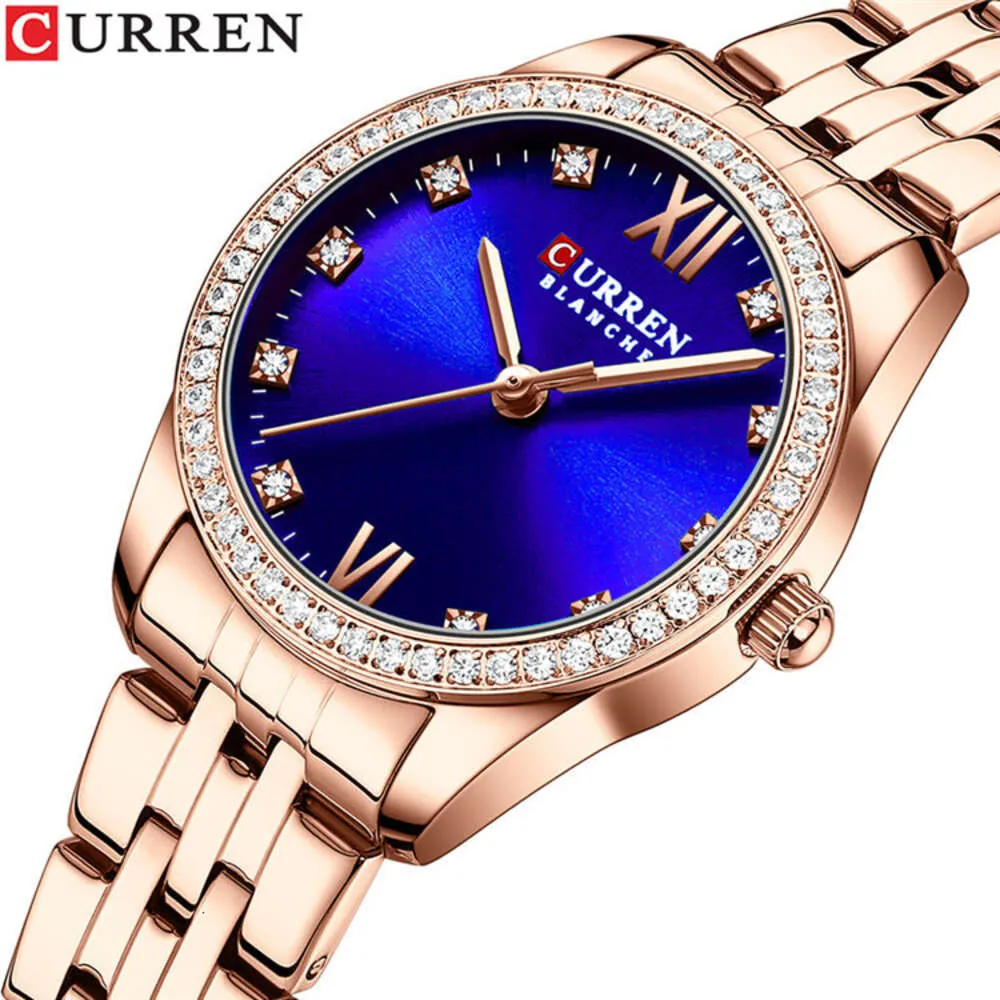 Curren Karien 9086 Women's Diamond Small and Lightweight Steel Band Fashion Waterproof Quartz Watch