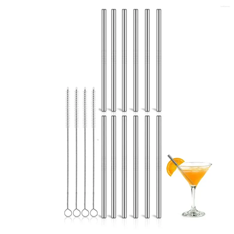 Trinkhalme 12 Stück 13/16 cm kurz 304 Edelstahl umweltfreundliches Metall wiederverwendbar für Cocktailparty-Trinkgeschirr