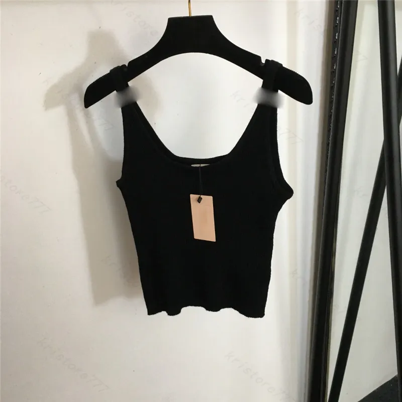 2024 Dames Designer Tee Designer Tops Met Letter Wollen T-shirt Meisjes Milan Runway Crop Tops Merk Designer Trui Mouwloos Uitloper Sexy Knits Tee Vest Hemdje