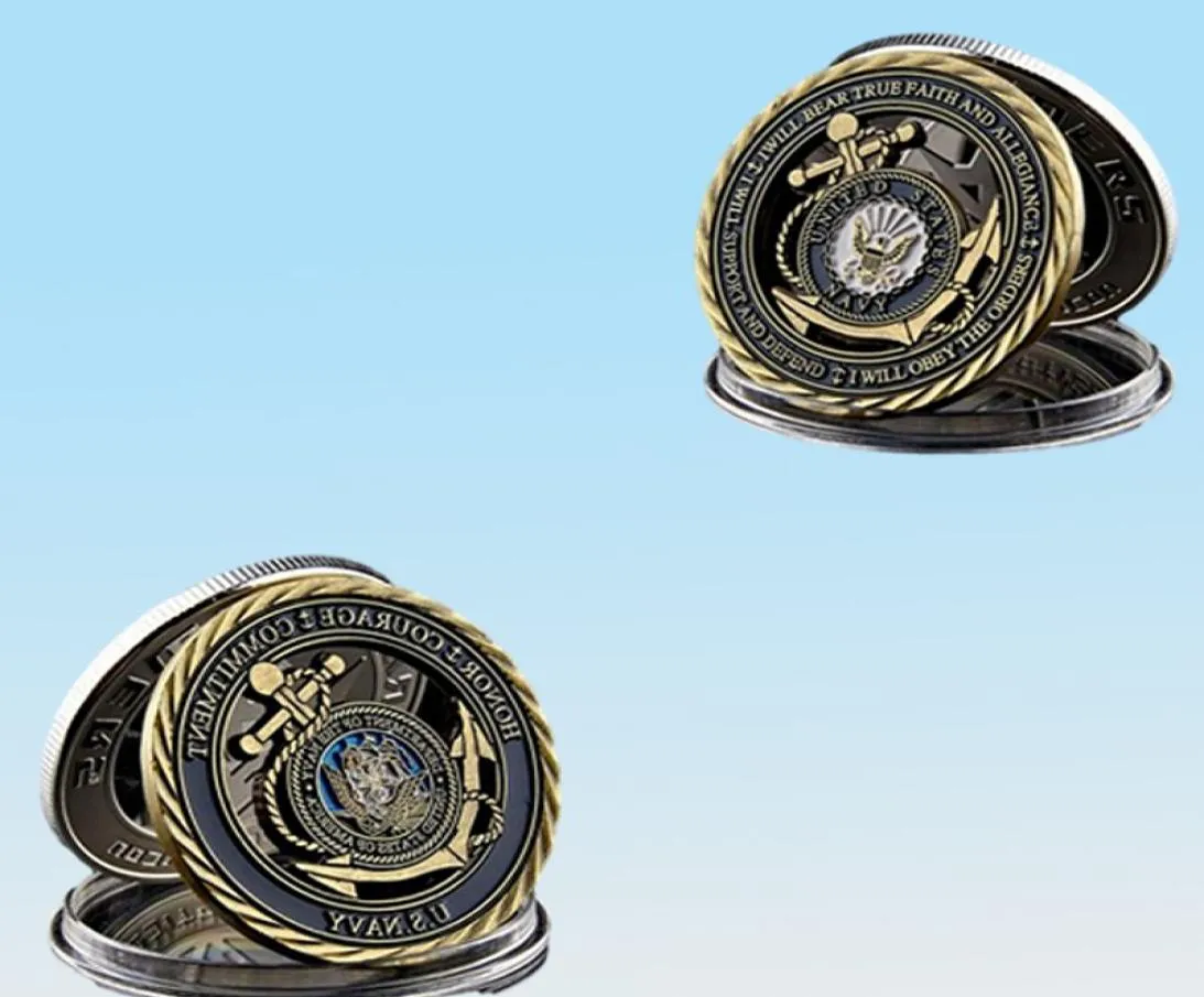 10 pzlottoArti e mestieri Valori fondamentali della Marina degli Stati Uniti USN Challenge Coin Naval da collezione Sailor5731626