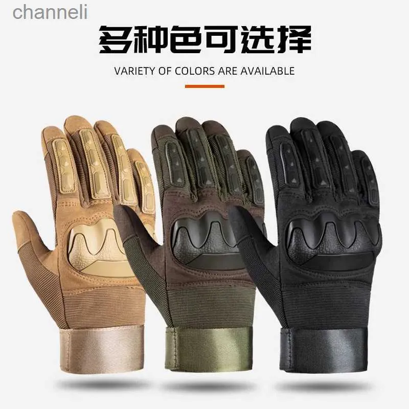 Rękawiczki taktyczne wszystkie palce dla męskich sił specjalnych wiatroodpornych i odpornych na zużycie bokserskie sporty na rowerze na świeżym powietrzu YQ240328