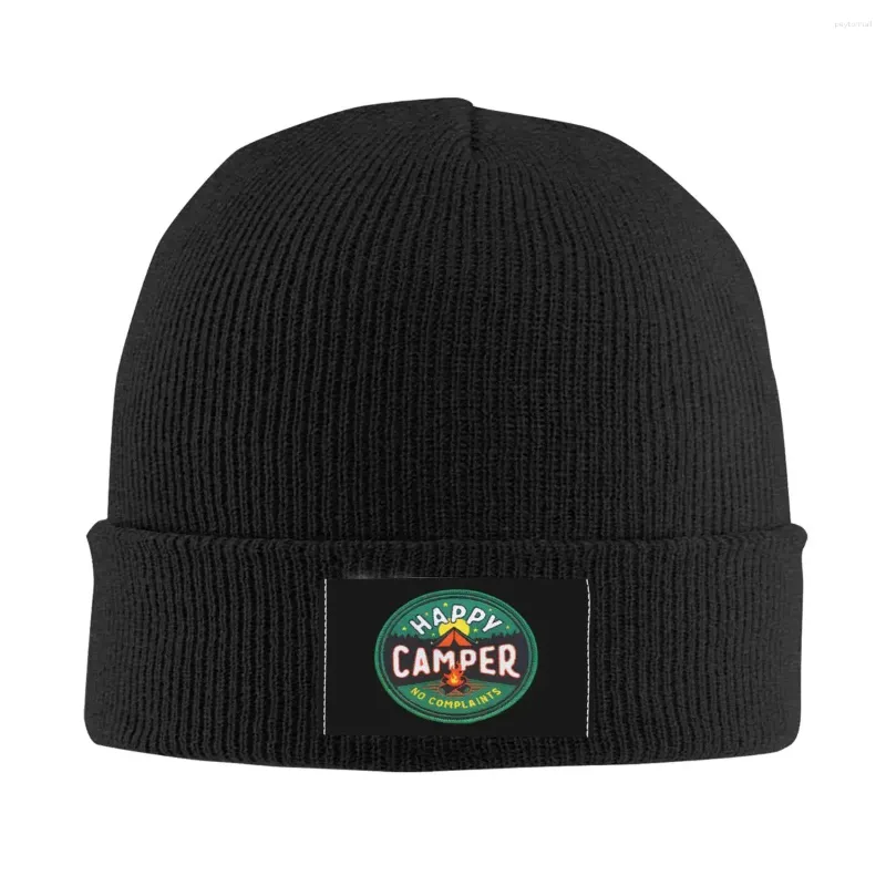 Beret Happy Camper Bez skarg Skullies czapki czapki unisex zimowe ciepłe dzianie kapelusz uliczny dorosły przygoda Camping Camp Bonnet Hats