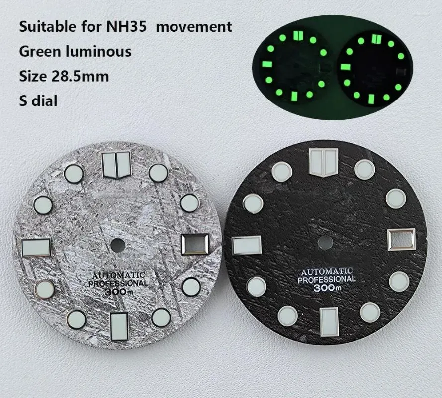 Kits de réparation de montres, cadran NH35 28.5mm, météorite lumineuse S Mod, pièces pour mouvement mécanique, accessoires de remplacement