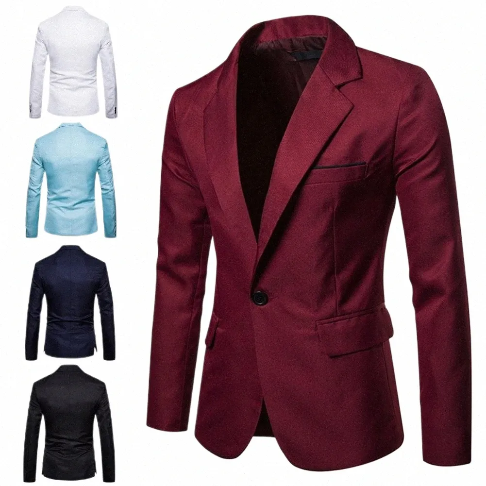 Costume décontracté manteau vêtements d'extérieur manches LG automne hiver couleur pure revers blazer hommes blazer simple bout à bout 90sG #