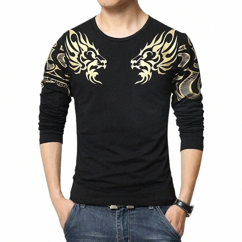 spring New Arrival Men's Lg Sleeve T Shirt Fi Drag Print O Neck T Shirts j3VN#