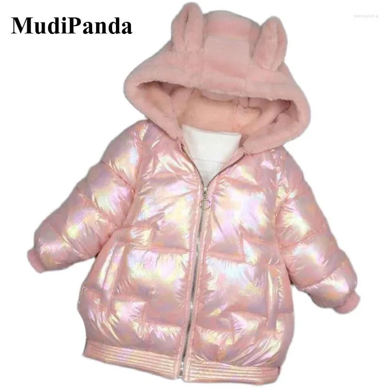 Down Coat MudiPanda Girls' Outwear Clothes Winter Christmas 2024 Children Bright Face Cotton Padded With Jacket