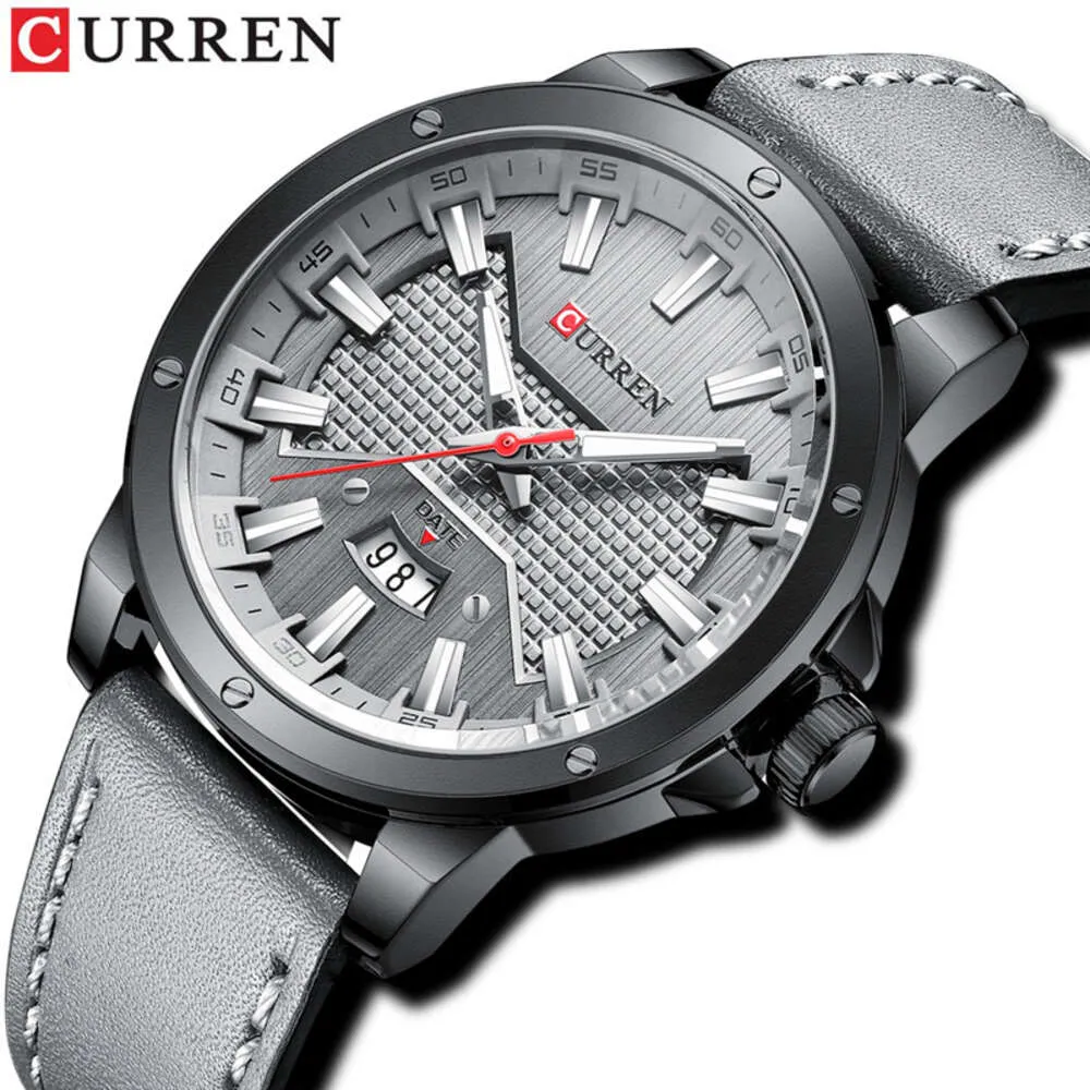 CURREN Karien 8376 Montre à quartz pour homme avec ceinture d'affaires et calendrier décontracté à grand cadran minimaliste