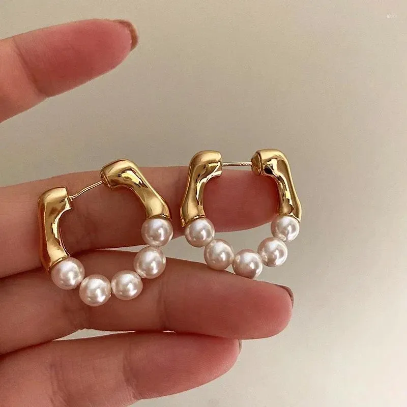 Boucles d'oreilles créoles Vintage en perles françaises, légères, luxueuses, simples, à l'avant et à l'arrière