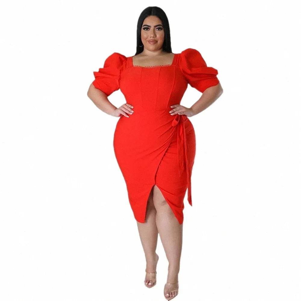 somo 5xl Club Wear Slim Sexy Dres Plus Size for Women Clothing Square Collar Summer Split Dr 2023 Wholesale Dropship N7V4#