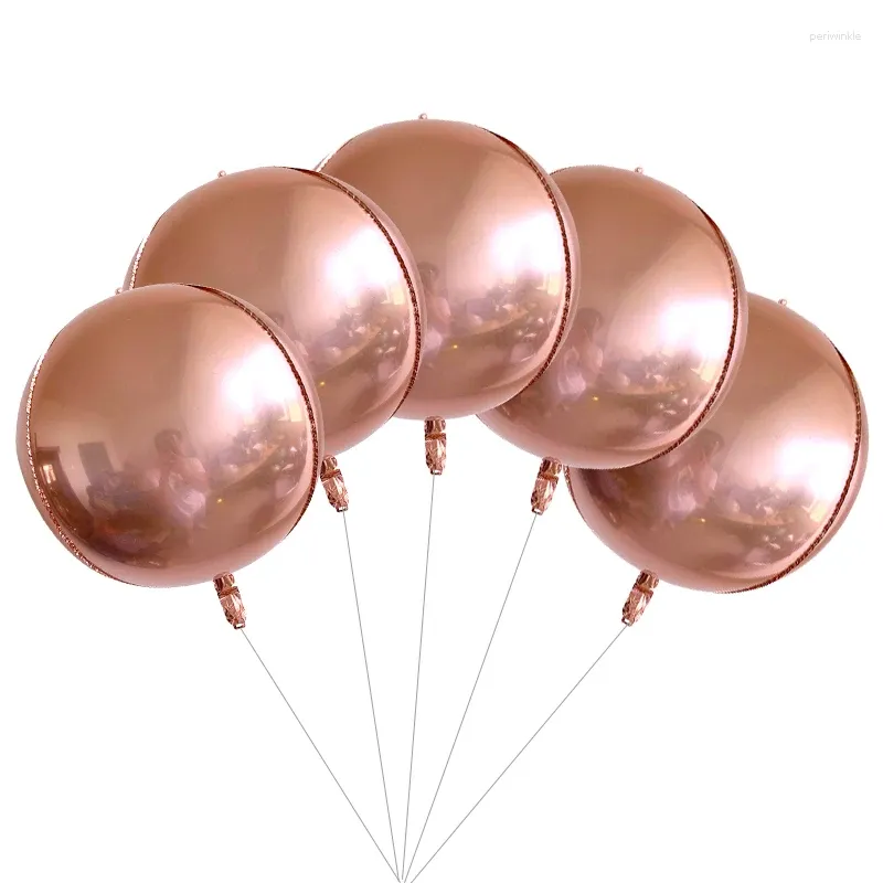 Party -Dekoration 5pcs 22 Zoll Roségold Big 4D Ballons 360 Grad Runde Metallic Babyparty Hochzeitsdekorationen