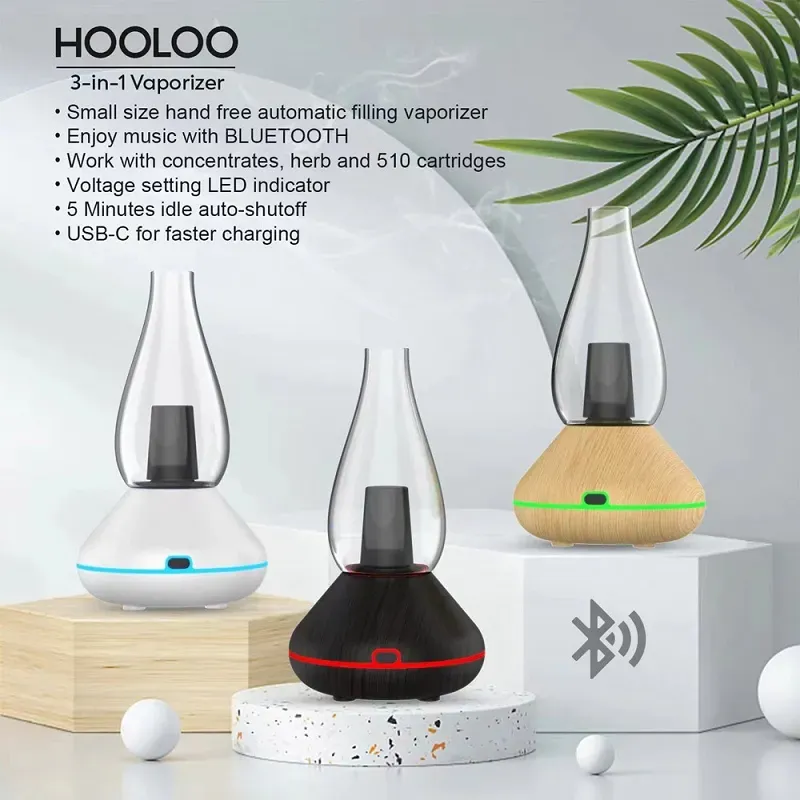 Original Hooloo E Bong Dab Rig Bluetooth Hookah Bong Vaxkoncentrat Dry Grillad Burning Heat Equipment Inställningar Långvarig toppenhet