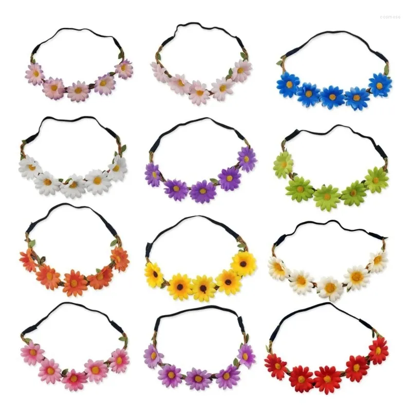 Decorative Flowers Elegant Fabric Hairband Adjust Wreath Flower Headbands Wedding Hair Drop