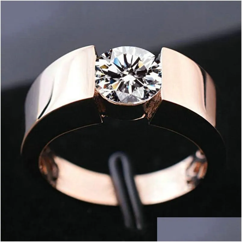 With Side Stones New Arrival Fashion Designer Sier Rosegold Diamond Ring Men Womens Elegant Engagement Jewelry Anniversary Gifts Us S Dha5Q