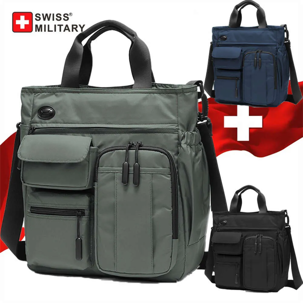 SWISS MILITARY Men's Messenger Waterproof Zipper Handbag for Male Multifunctional Casual Travel Crossbody Bag Work Bags