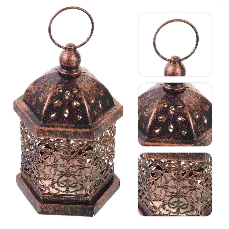 Świecowe uchwyty Latarnie Dekor Domowa Maroko Lekkie Halloween bez flamionowej lampa Vintage Dekoracyjne metalowe gospodarstwo domowe