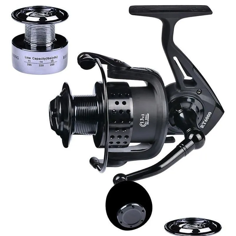 Baitcasting Moulinets Double Ligne Coupe Rt2000-7000 Série 13 1Bb Tout En Métal Culbuteur Sans Dégagement Pêche En Mer Moulinet Drop Delive Otkp1