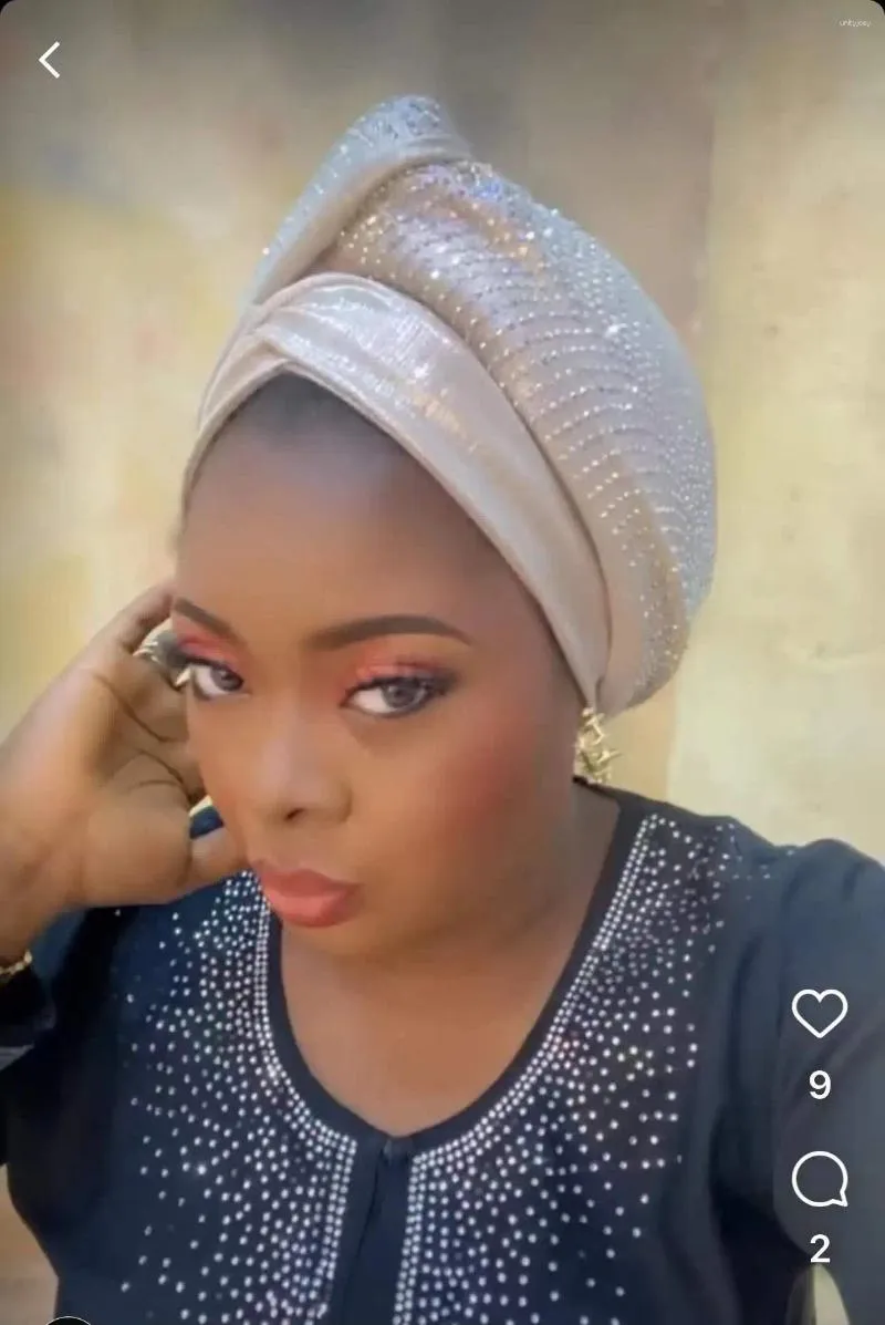 Ethnische Kleidung Mode handgemachte Frauen afrikanische Kappe Turban muslimischen Hijab Hut nigerianische Hochzeit Kopfbedeckung Dame Kopf Wraps Bonnets für