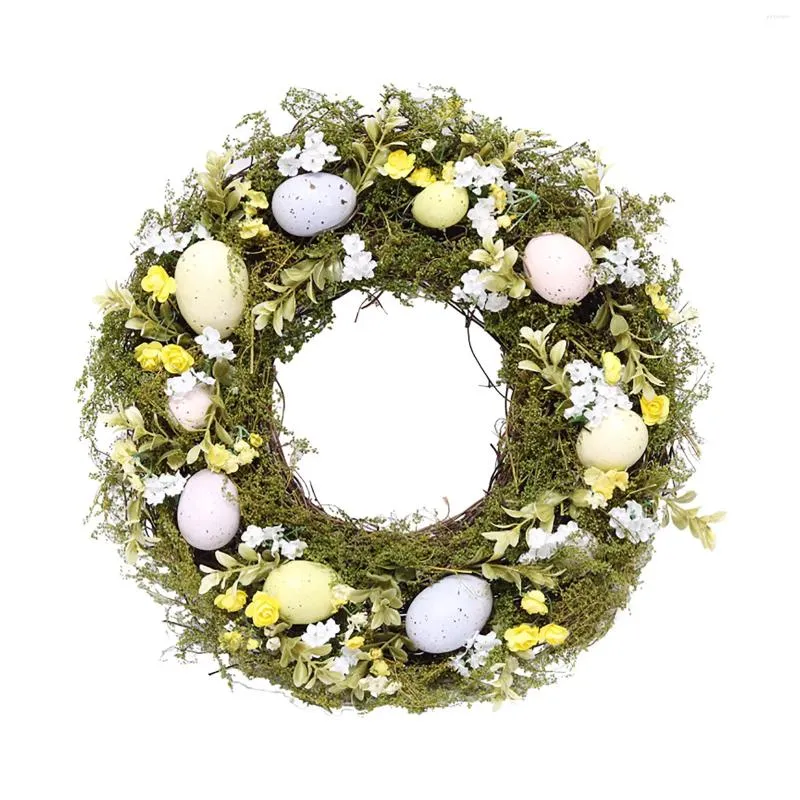Decorative Flowers 40cm Easter Wreath Decoration With Twigs And Pastel Eggs Natural Garland Door Wall Decorations Pendant Home Festival
