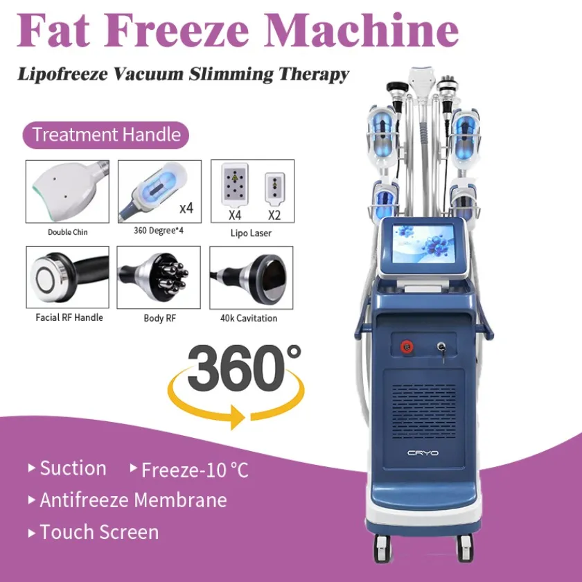 Máquina de adelgazamiento 2024 360 ° Crioterapia Congelación de grasa Congelación delgada Máquina para reducir el peso Diodo Lipo Cavitación Equipo de belleza