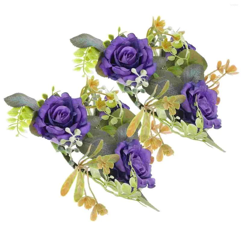 Dekorative Blumen, 2 Stück, Ringe, Kerzenständer, Girlanden, Kränze, Hochzeit, Tischdekoration, künstliche Blumen