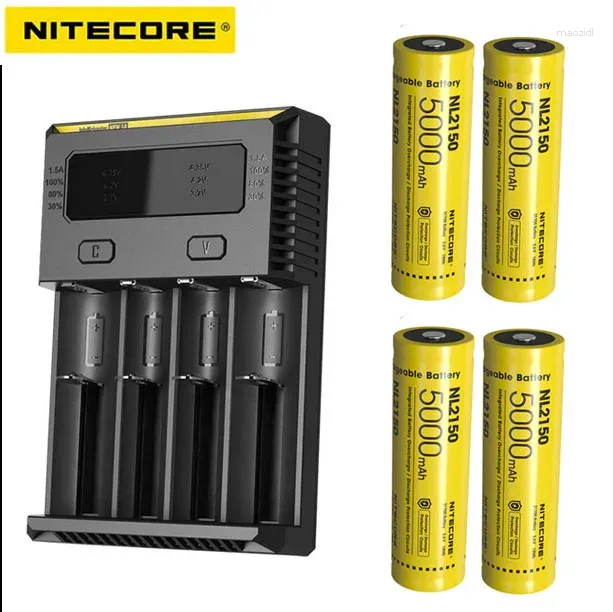 Ficklampor facklor nitecore i4 Intellicharge 18650-26650-20700-16340 UK Plug Battery Charger 4x 5000mAh
