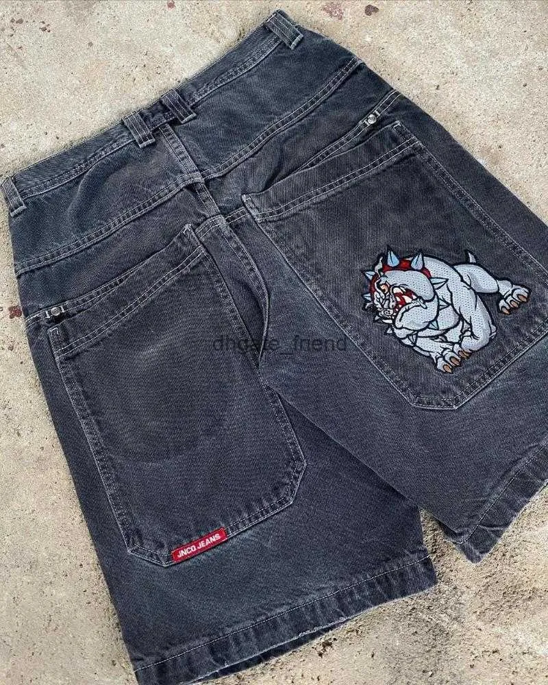 Mens Shorts Streetwear JNCO Y2K Harajuku Hip Hop Cartoon Graphic Print Gothic Baggy Denim Gym Womens Basketball