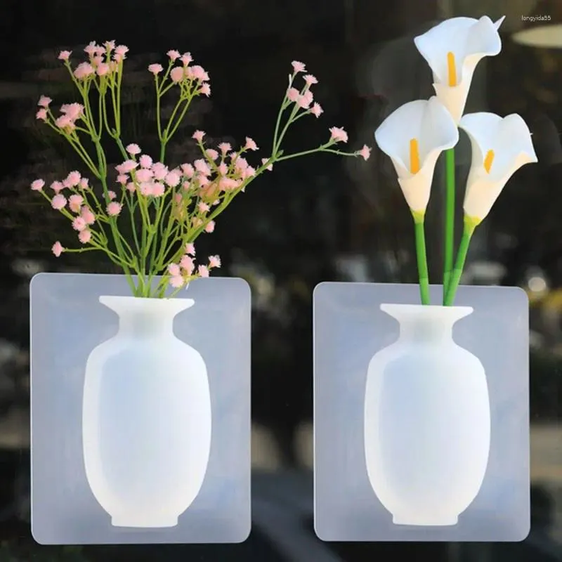 Vasi Decorazione domestica Vaso di fiori in silicone Facile rimovibile Pianta idroponica Appiccicoso Adesivi murali autoadesivi Vaso