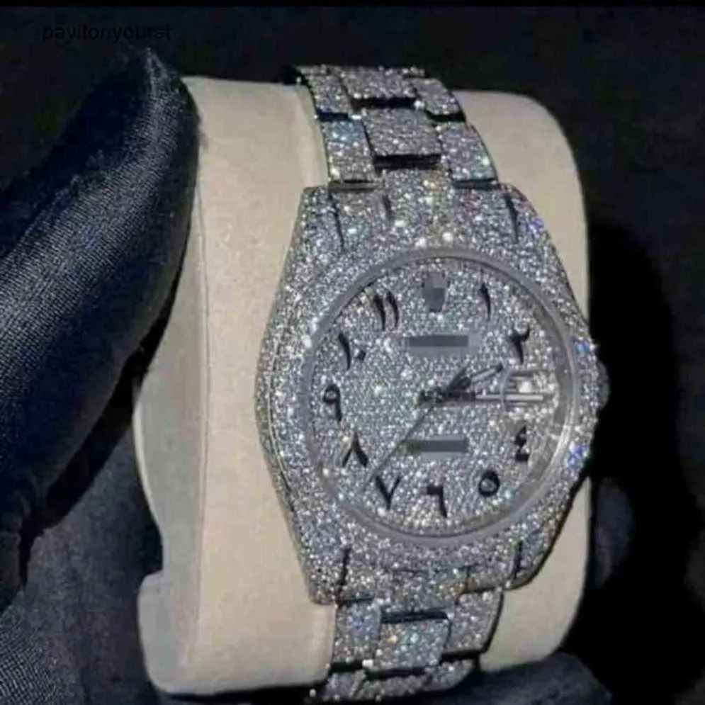 Roller Titta på Swiss Watches Diamond Men armbandsur Moissanite Mosang Stone Anpassning kan klara testet av Mens Automatic Mechanical Movement Waterp