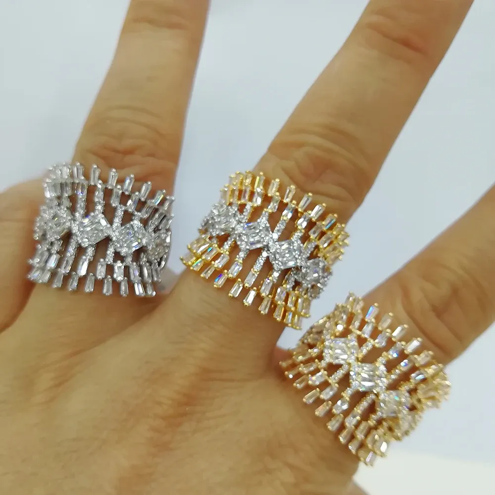 عصابات Godki New Luxuyr Square CZ Rings for Women Wedding Zircon Finger Rings Beads Charm Ring Bohemian Beach Jewelry