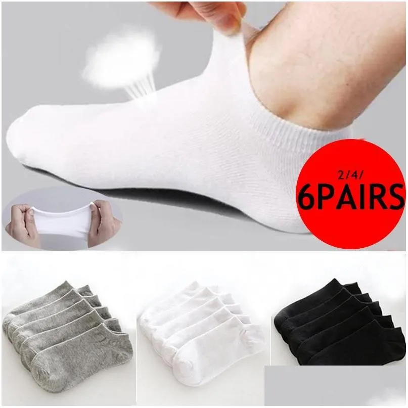 Chaussettes pour hommes 4/8 / 12pcs hommes coton court respirant cheville bateaux invisibles coupe basse sport pour chaussette décontractée livraison directe vêtements sous-vêtements Dhl2R