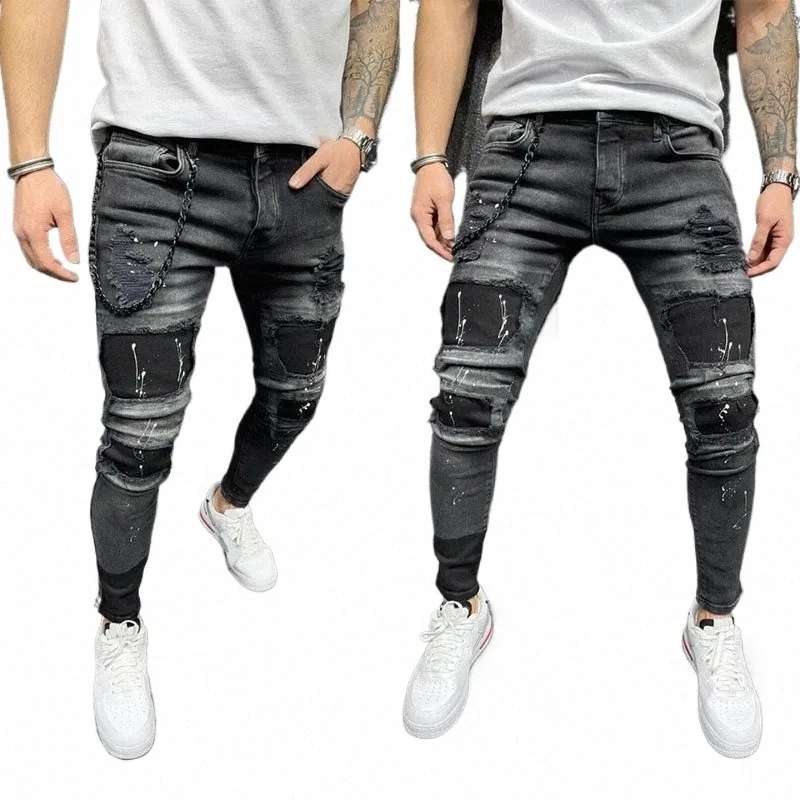 Nouveau 2023 Hommes Jeans Hip Hop Ripped Slim Stretch Pantalon Printemps et Automne Fi Club Boyfriend Vêtements Jeans de haute qualité S-3XL 51u7 #