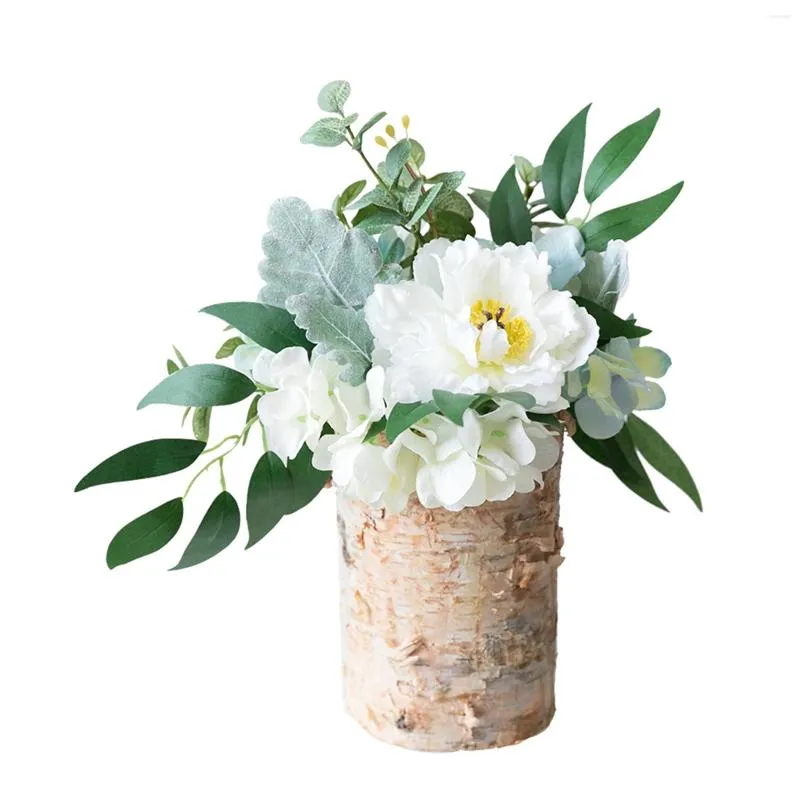 Dekorativa blommor Växtpanna Bas Succulent Plants Container Flower Birch Wood Flower Pot Mori Series Ornament Matbordsdekoration