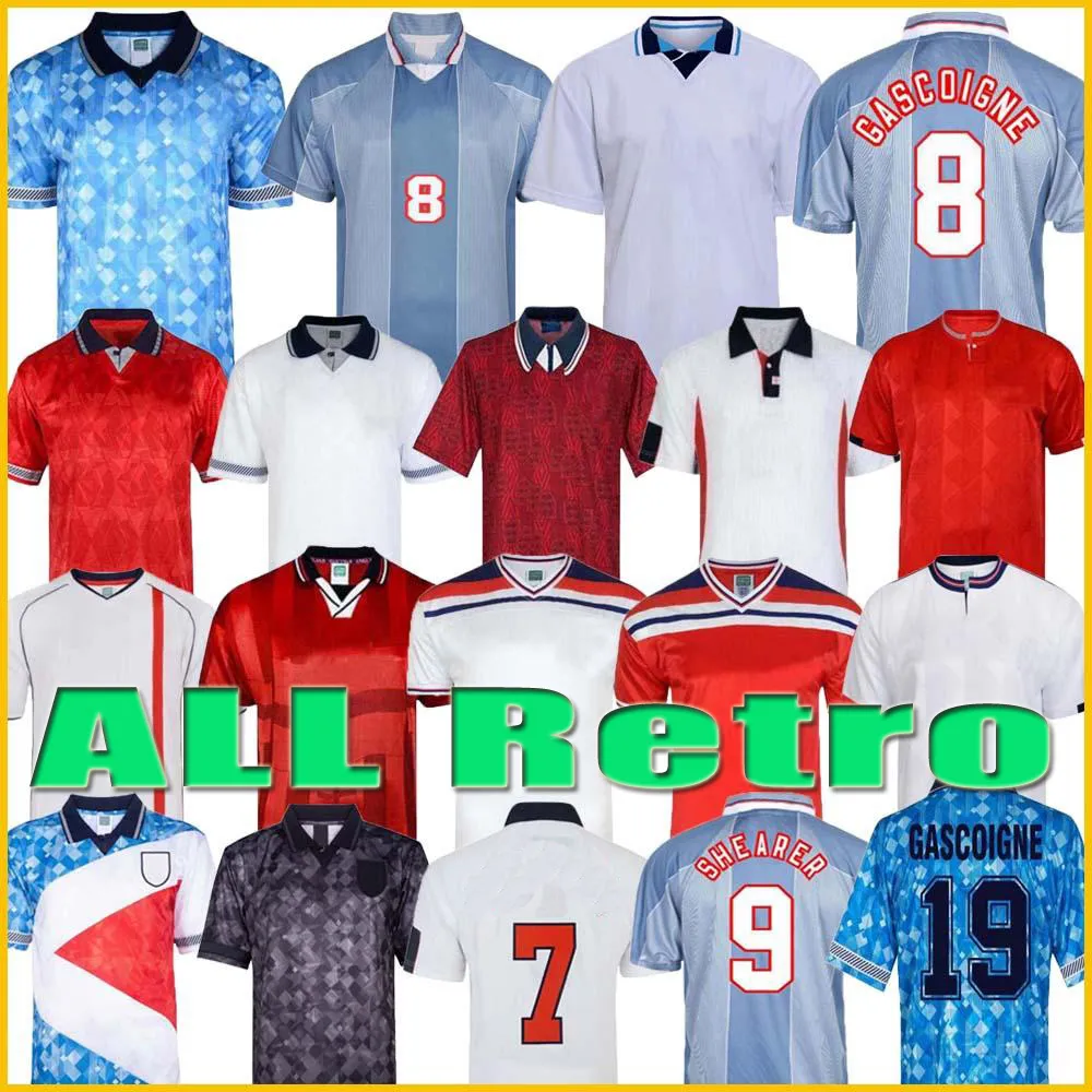 Engeland Retro Jerseys 1982 1986 1998 2002 2008 Shearer voetbalshirt 1989 1990 Gerrard Scholes Owen Heskey 1996 voetbalshirts vintage klassiek Angleterre