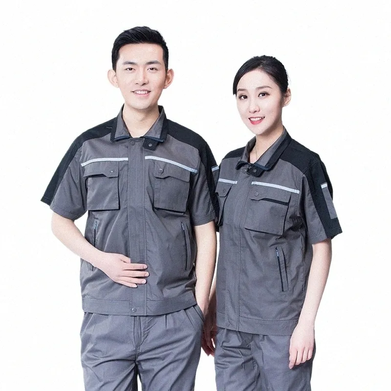 unisex Summer Work Clothing Workshop Uniform Workplace Work Clothes Coverall Worker Clothing Workwear Uniform Customized Logo4xl Q0DD#