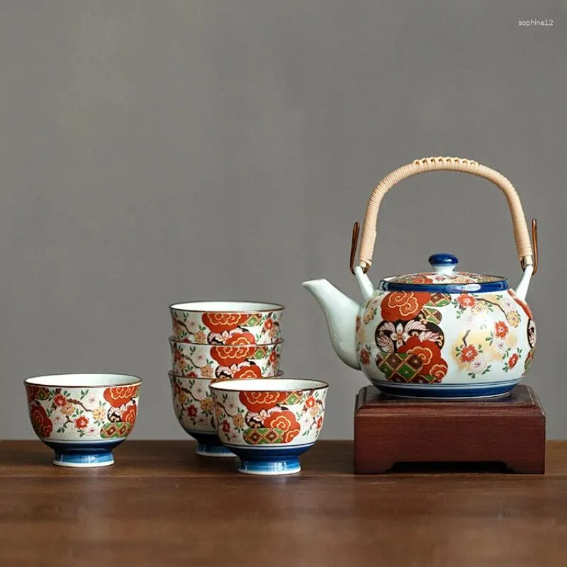 Conjuntos de chá requintado padrão conjunto de chá japonês luz luxo high-end pote teacups casa vintage ouro caixa de presente copo