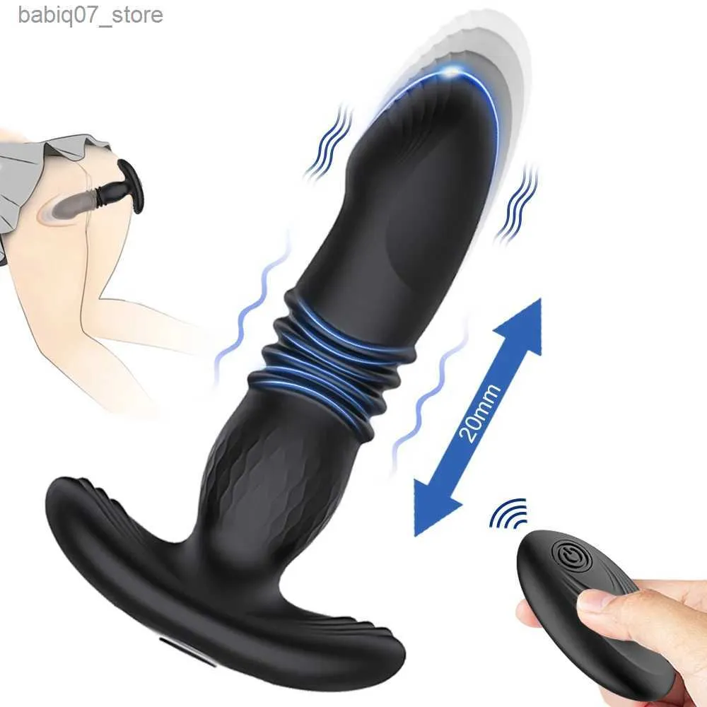 Andere Massageartikel Drücken Sie die drahtlose Fernbedienung des vibrierenden Analplugs für männliches falsches Penis-Prostata-Massagegerät, Gesäßmassagegerät, Plug-Sexspielzeug Q240329