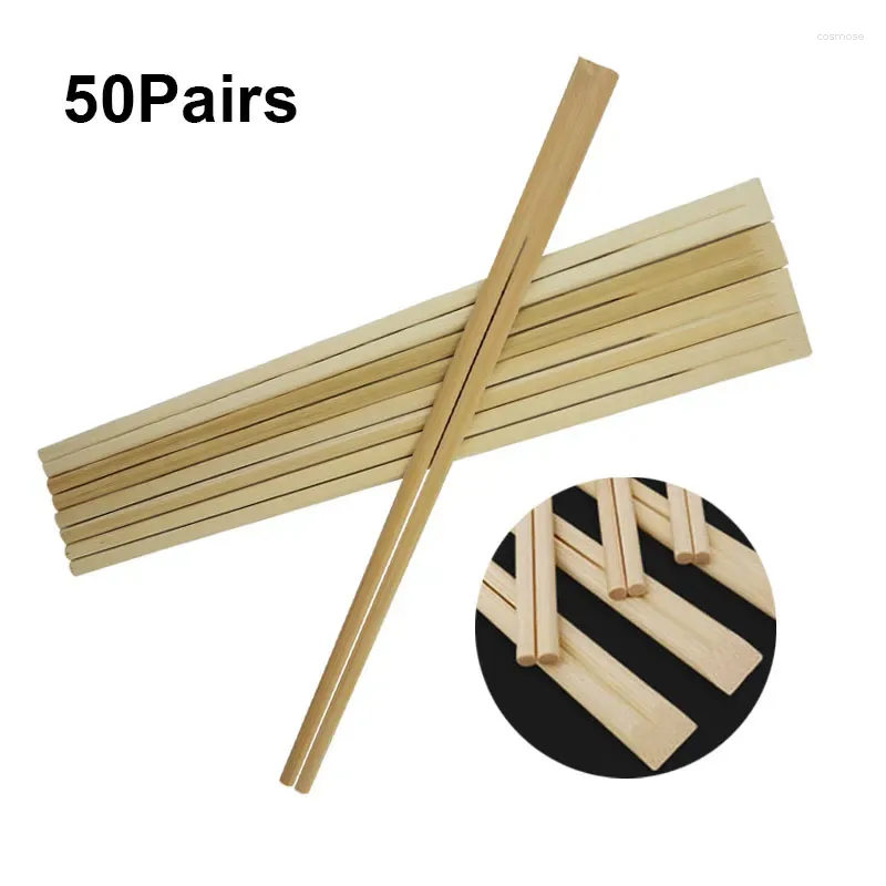 Couverts jetables, 50 paires de baguettes en bambou chinois, bâtonnets de Restaurant El pour nouilles à Sushi, personnalisation acceptée
